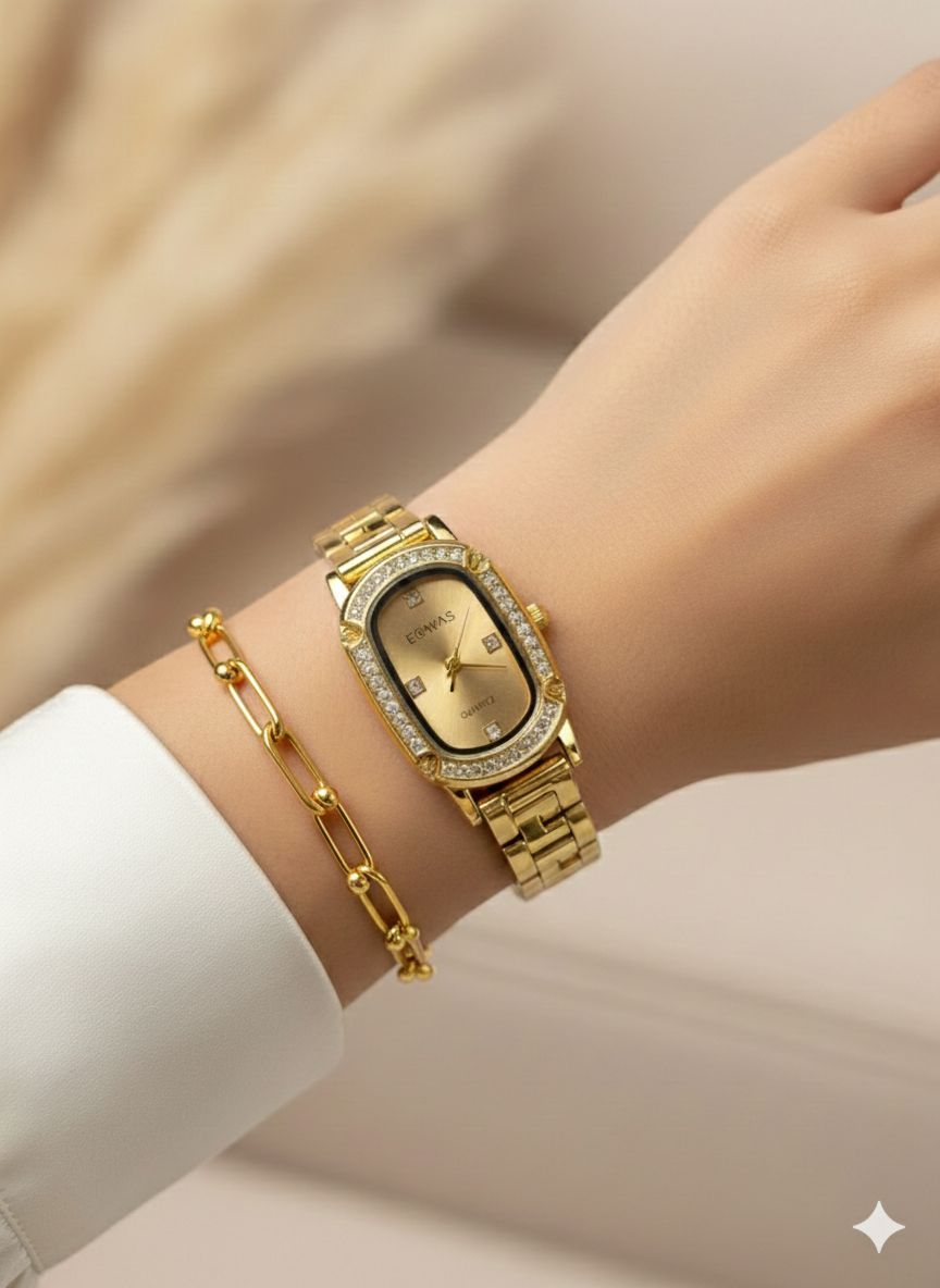 EOWAS Oval Dial Watch Stack with Auroa Bracelet