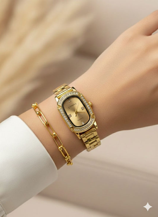 EOWAS Oval Dial Watch Stack with Auroa Bracelet