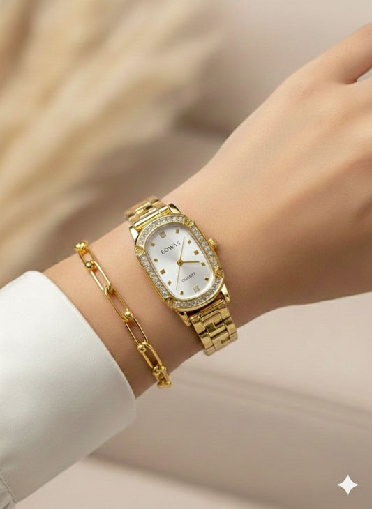 EOWAS Oval Dial Watch Stack with Auroa Bracelet