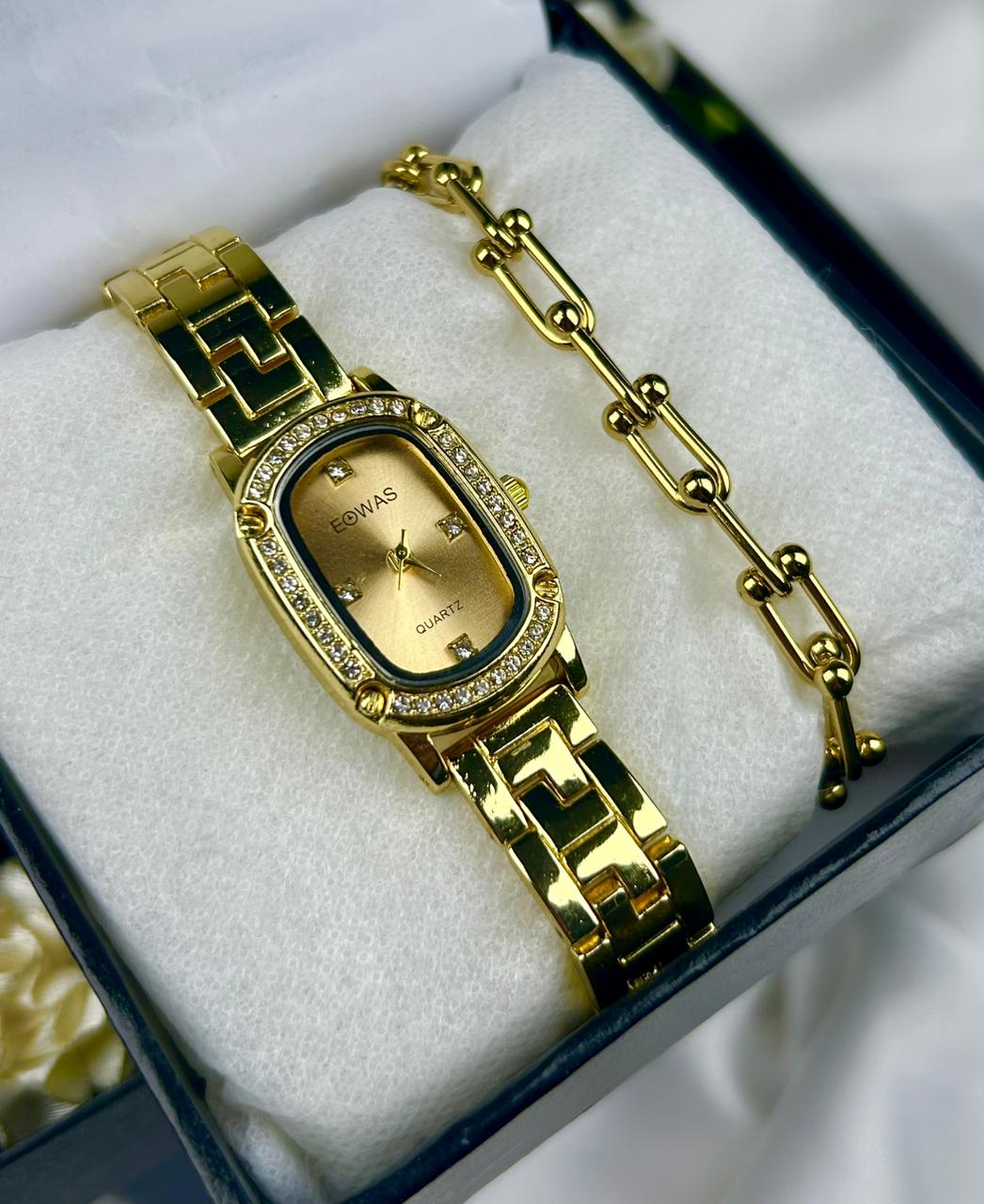 EOWAS Oval Dial Watch Stack with Auroa Bracelet