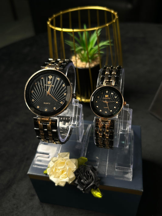 IK x KHUUB Elegant Couple Watch- Black Dial